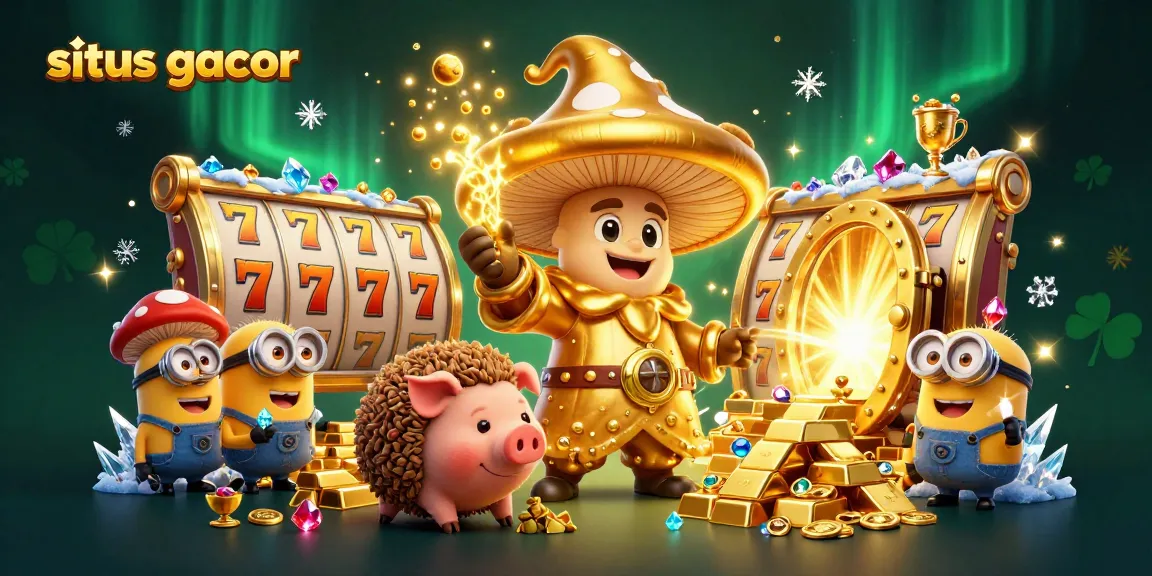 Engage with the vibrant gaming world of situs gacor featuring a whimsical golden wizard and abundant treasures.