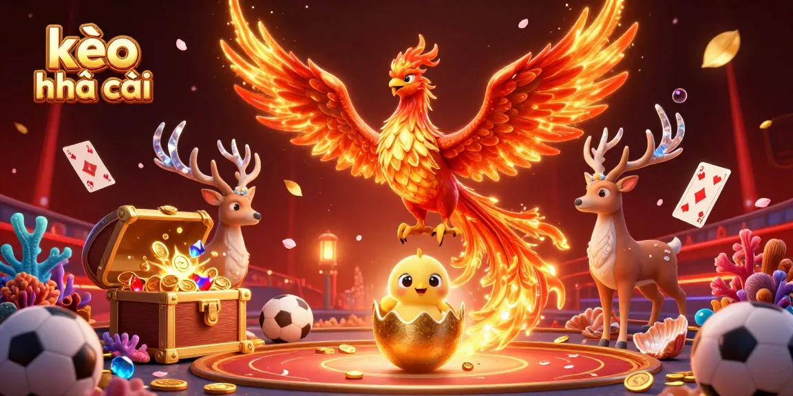 Engage with kèo nhà cái through vibrant sports betting elements in a dazzling 3D scene.