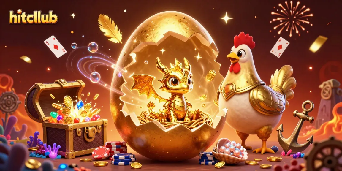 Win big with hitcllub as a golden dragon emerges from a treasure-filled casino.