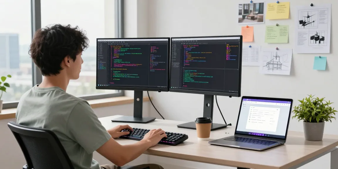 快连 application interface displayed on developer's monitor in a modern workspace.